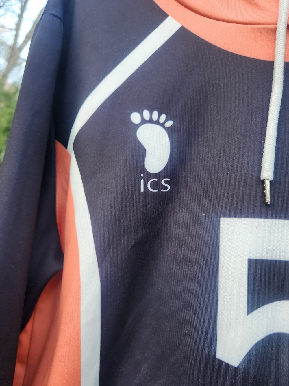 Haikyuu Cosplat Volleyball Hoodie in Black and Coral - Number 5 Womens Small - Picture 5 of 10